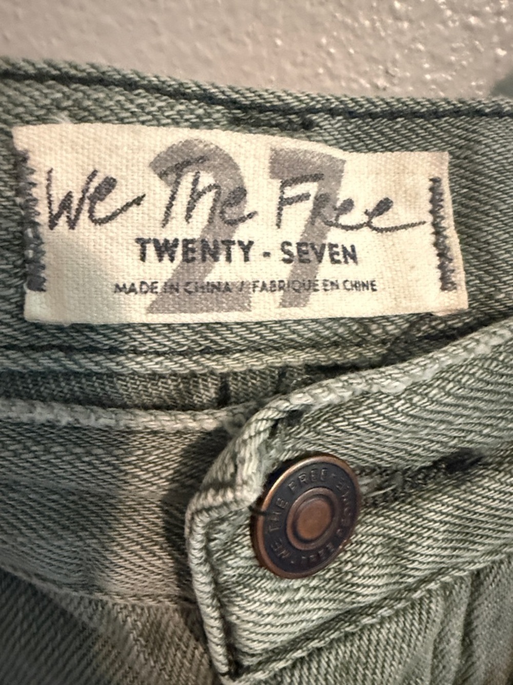 We The Free Olive Distressed Frayed Denim Shorts - Picture 4 of 7